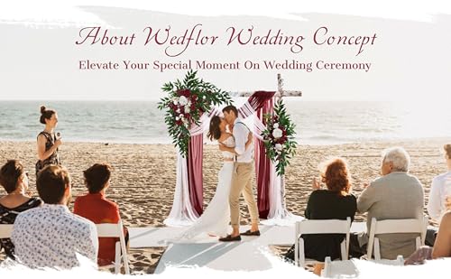 Wedding Arch Flowers with Drapes Kit (Pack of 4) - 2pcs Artificial Christmas Marsala Deluxe Swag with 2pcs Sheer Drapes for Wedding Ceremony Arbor Reception Backdrop Rose Floral Decoration - color: Marsala