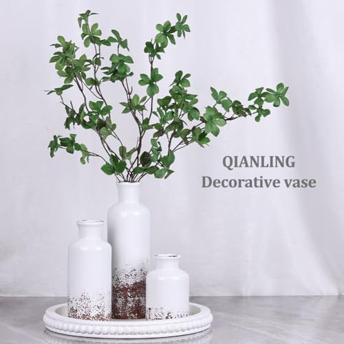 Gray Ceramic Vase Set - 3 Grey Small Vases, Farmhouse Country Flower Vase Home Decor, Living Room Decoration, Table Decoration, Fireplace Decor, and Entrance Decorations Centerpieces - color: Distressed Gray