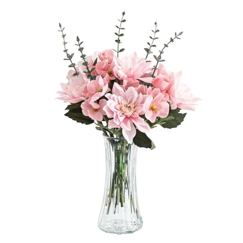 Glasseam Glass Vase for Home Decor: Clear Flower Vases for Living Room Kitchen Bathroom Wedding Table Centerpieces - 7.5" Tall Modern Vintage Decorations for Bouquet Pampas Grass Lego Flowers