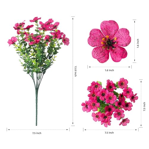 HyeFlora Artificial Flowers for Outdoor Indoor Garden Home Decoration, Faux Flower Daisy with Eucalyptus Leaves Fake Plants Greenery Boxwood Porch Patio, 12 Bundles (6 Multicolor) - color: 6 Multicolor