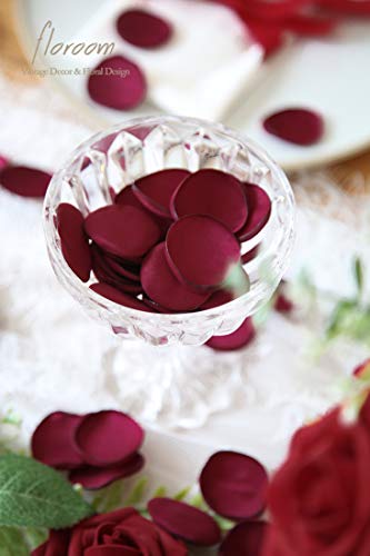 Floroom 300pcs Rose Petals Burgundy Faux Silk Flower Petals for Wedding Flower Girl Basket Aisle Scatter Dinner Table Centerpieces Party Confetti Bridal Shower Romantic Night Decoration - color: Burgundy, size: 300pcs