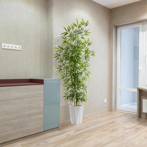 Warmplants 8ft Artificial Bamboo Tree, 96” Tall Large Fake Bamboo Plant with White Planter, Faux Trees for Indoor Outdoor Home Garden Entryway Office Décor - color: Bamboo, size: 8ft