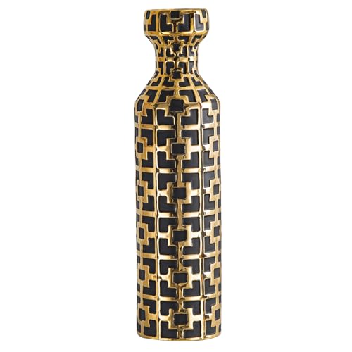 Black with Golden Vase for Modern Home Decoration, 24.4 inch Tall Floor Vases for Home Decor, Ceramic vases for décor, Suitable for Living Room Decor, Bathroom Decor and Office Décor - color: Black With Gold