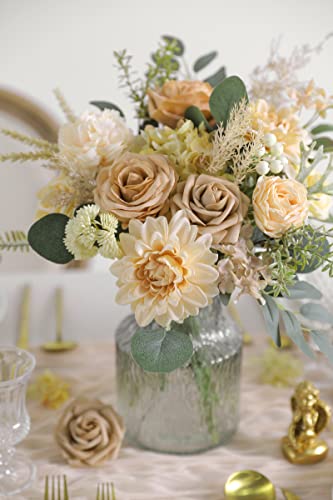 rongflower Artificial Flowers Combo Box Set Silk Flowers Fake Rose for DIY Floral Arrangements Wedding Bouquets Centerpieces Baby Shower Party Home Decorations（Nude Color） - color: Nude Color