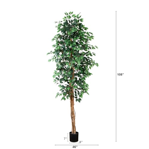 Nearly Natural 9ft. Artificial Ficus Tree - size: 9ft, style: Tree in Pot