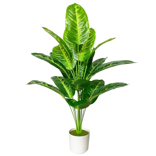 Artificial Areca Palm Plant Fake Tropical Tree Perfect Faux Plants in Pot for Indoor Outdoor House Home Office Wedding Garden Modern Decoration Housewarming Gift (80cm Tropical Banana)
