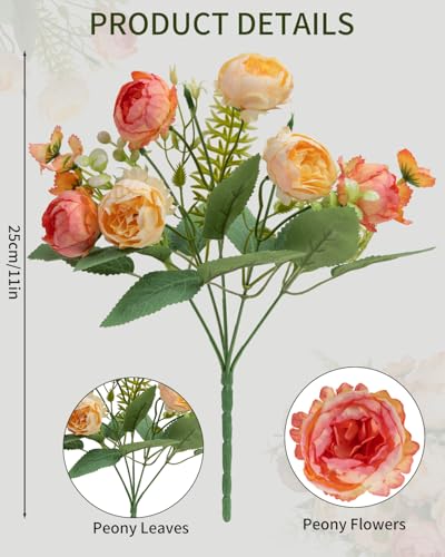 DuHouse 6 Packs Peonies Artificial Flowers,Silk Peonies Bouquet for Garden Wedding Centerpiece Party Home Decor(Champagne-Pink) - color: Champagne-pink