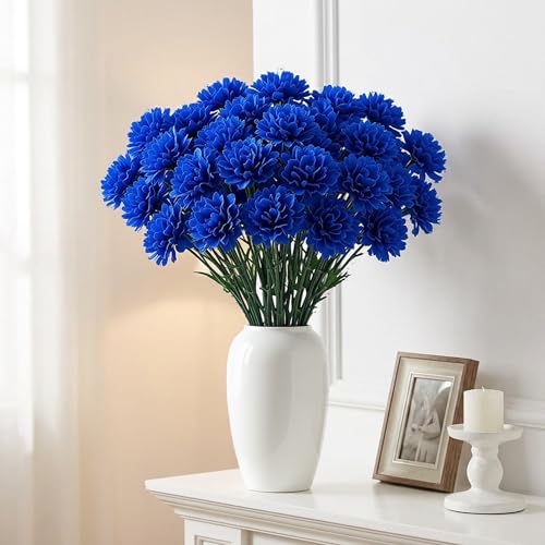 Larksilk 1000 Pack Royal Blue Carnations Artificial Flowers, Silk Heads | Bulk 1000 royal blue silk carnation heads on 5in wired stems for wedding centerpieces, bouquets & DIY crafts - color: Royal, size: 1000