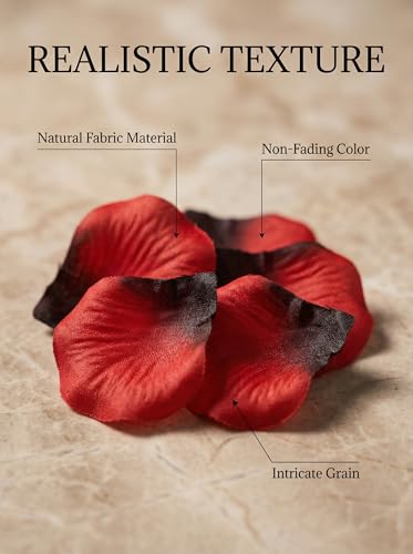 1000 Pcs Artificial Fake Rose Petals,Flower Petals for Romantic Night, Engagement, Party, Wedding, Event Flower Decorations, in Bulk(Dark Reddish with Black) - color: Dark Reddish With Black, size: 1000Pcs