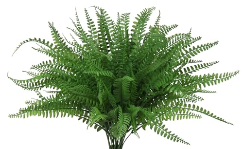 GnFlus Artificial Plant Fake Boston Fern Bushes UV-Resistant 4pcs Faux Greenery Shrubs Branches for for Decor Home Indoor Outdoor Garden 4pcs - color: Fern