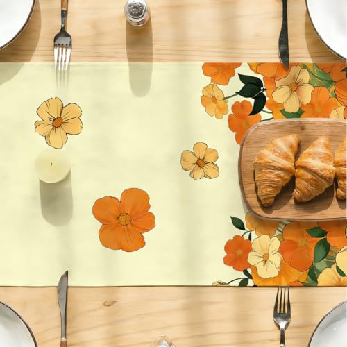 Black Cat Spring Table Runners Floral Spring Table Runner for Home Cat Decorations for Home Office Kitchen Farmhouse Apartment Living Room 13 x 72 Inch - color: Black Cat 07