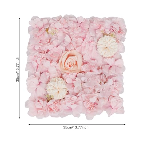 Wedding Arch Artificial Flowers Panels, 16pcs Silk Rose Floral Wall Backdrop, 13.8 x 13.8in Artificial Flowers Garland for Wedding Party Table Decoration, White (Pink, 16 Pcs) - color: Pink, size: 16 Pcs