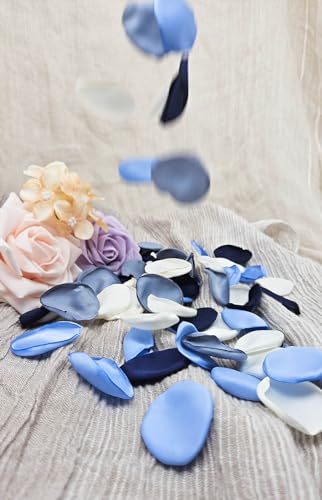 ZOOYOO 200Pcs Silk Rose Flower Petals for Valentaine's Day,Wedding Flower Gril Basket,Aisle Scatter,Table Centerpieces,Romantic Night Decoration,3.5cm Each(Blue Series - color: Blue