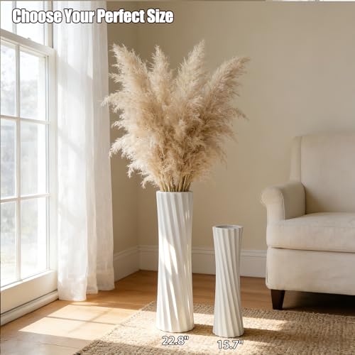 White Ceramic Tall Floor Vase,15.7 Inch Home Decor,Large Decorative Floor Vase for Centerpiece,Living Room,Bedrooms and Other Spaces,Pampas Grass Vases for Pal, Beloved and Family - color: Shape 2, size: 16 Inch