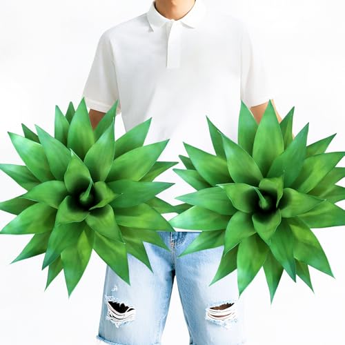 Artificial Agave Plants, Realistic UV Resistant Fake Aesthetic Plants for Outdoor Indoor, Home Decor for Garden, Porch, Doorway, Patio (2PCS, Green, Large) - color: Green, size: Large