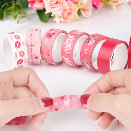 20 Rolls Valentine's Day Washi Tape Red Pink Heart Love Masking Tape for Wedding Romantic Scrapbook DIY Craft Valentines Decorative Duct Tape for Journaling Giftwrap Tape Supplies - style: Valentine's Day