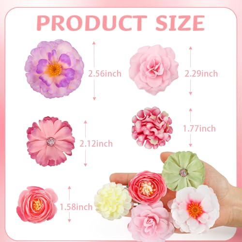 ATTGREAT Fake Flower Heads Mini Silk Flowrs Bulk Small Flower 3D Loose Faux Daisy Rose Sunflowers Plum Blossoms Craft for Wedding Party Cake Baby Shower Home Decor, 110Pcs(Multicolor) - color: Multi Color