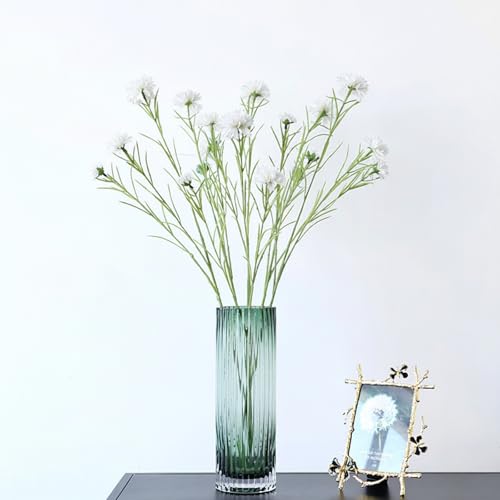 4Pcs 27.56" White Artificial Cornflower Stems Chrysanthemum Centaurea Cyanus Wildflowers Silk Cornflower Bunches Fake Flowers Bulk Faux Bachelor's Button for Vase Bouquet Wedding Home Party Decor - color: White