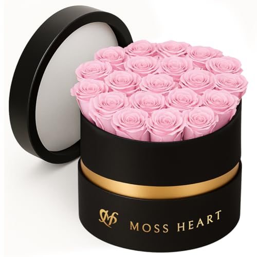 20 Mini Preserved Roses, Round Luxury Gift Box, Real Forever Roses Last 1+ Year, Premium Romantic Gift for Women, Wife, Girlfriend, Mother’s Day, Birthday, Anniversary, Valentine’s Day - color: Light Pink, size: 20 Roses