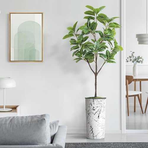 Artificial Tree in Abstract Ink Planter, Fake Magnolia Tree for Indoor and Outdoor Home Decoration - 70" Overall Tall (Plant Pot Plus Tree) - style: Magnolia Tree