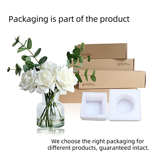 14" Artificial Flowers with White Roses in Vase, Fake Flowers in Artificial Water Vase, Silk Flower Arrangements with Artificial Flowers for Home Dining Table Decor.