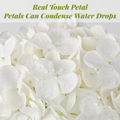 MARTINE MALL 4Pcs 21in Hydrangea Artificial Flowers, Latex Real Touch Hydrangeas Lifelike Large Hydrangea Flowers for Home Decor Party Arrangements Wedding Bouquets Centerpieces (White) - color: White, size: 4Pcs