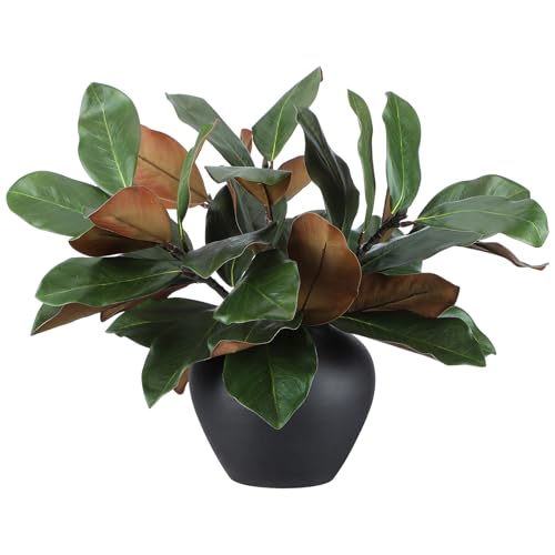 Thiccywoov 6 Pcs Magnolia Artificial Leaves Branches 3D Magnolia Pick Faux Stems Twigs Realistic Touch Faux Greenery Table Centerpiece for Spring Vase Filling Farmhouse Home Office (Green,18 Inch) - size: 18 Inch