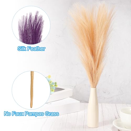 PATIKIL 17 Inch Faux Pampas Grass, 4 Pcs Boho Decor for Home Decoration Artificial Tall Fluffy Stems for Wedding Flower Party Vase Arrangement Centerpieces, Dark Purple - color: Dark Purple