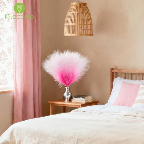 Alecono 𝟯𝟬𝙋𝙘𝙨 Pampas Grass 17in, Gradient Hot Pink Faux Pampas Grass Decor for Home Decoration, Wall Decor for Wedding Centerpieces Party Decorations (Gradient Hot Pink) - color: Gradient Hot Pink, size: 30pcs