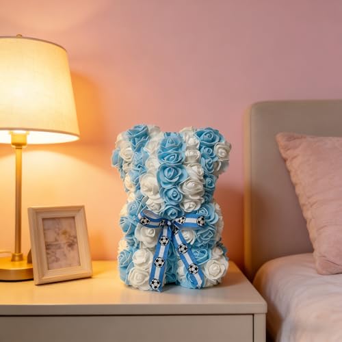 Argentina LED Artificial Rose Flower Bear, Valentine's Mother's Day, Christmas, Birthday,Thanksgiving Party Anniversary Girl Friend Wife Light Strips and Greeting Cards （AR） - color: Ar