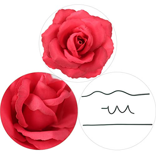 Larksilk Roses Silk Flowers, Real Touch Bulk 50 Pack | Real-touch silk roses, bulk faux rose heads with stems; artificial flowers for wedding, bridal bouquet & centerpiece - color: Beauty