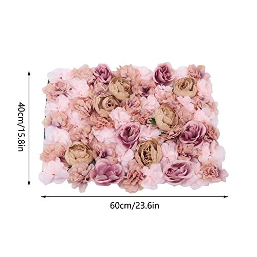 Artificial Flower Wall Panels, Silk Wedding Flower Wall Backdrop Panel, 3D Floral Panel Artificial Floral Wall Mat Flower Screen for Photo Party Wedding Wall Background Decor (6PCS Autumn Pink) - color: 6pcs Autumn Pink
