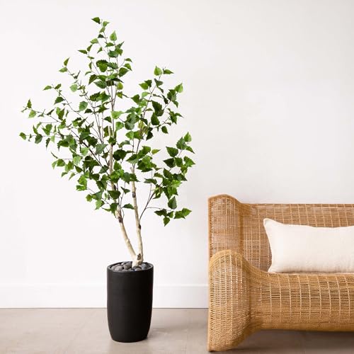 Nearly Natural 5ft. Artificial Birch Tree with Real Touch Leaves - size: 5ft