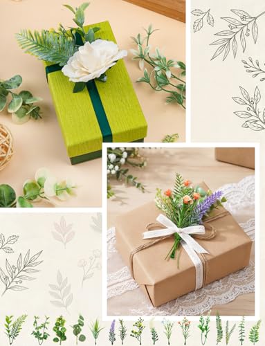 40Pcs Mini Fake Green Leaves Artificial Plants Flowers Garland Hanging for DIY Small Bouquets Baby Shower Wedding Home Party Decoration