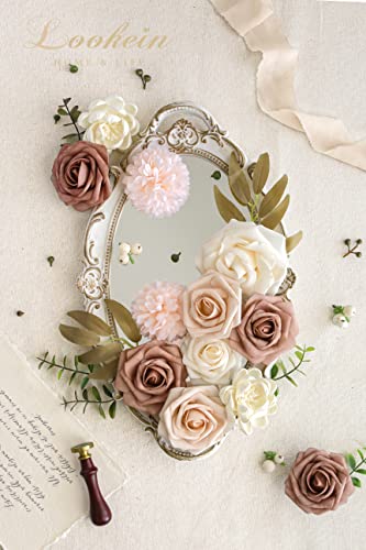 Lookein Artificial Flowers for DIY Wedding Decoration Bridal Bouquet Table Centerpieces Flower Garland Wreaths Aisle Arch Flower Decoration Home Decor, Tender Dusty Rose - color: Tender Dusty Rose