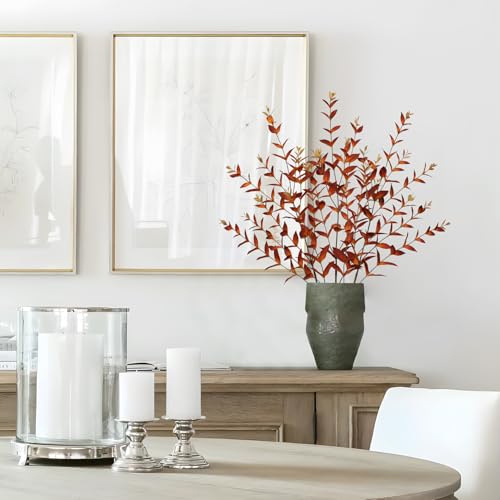Briful 3PCS Artificial Fall Stems – 36.2" Long Stem Orange Leaf Branches, Autumn Foliage Branch for Fall Vase Filler, Thanksgiving Centerpiece, Harvest & Farmhouse Decoration - color: Orange Red