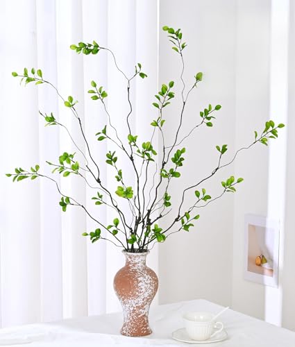 Waipfaru 6PCS Artificial Ficus Branches for Vase, Faux Greenery Stems for Vase Filler, 47in Realistic Flexible Eucalyptus Stems Fake Artificial Twig Plants Indoor Home Tables Centerpieces Office Decor - size: 6 Pcs