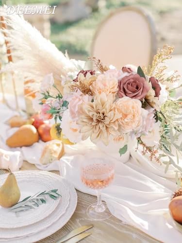 Artificial Flowers Combo Box Set Fall Fake Flowers Silk Mix Roses Peonies with Stems for DIY Bridal Wedding Decor Bouquets Centerpieces Baby Shower Party Home Decorations 21pcs - color: Champagne