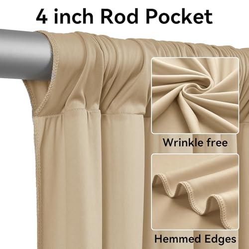 20ft x 12ft Champagne Backdrop Curtain for Parties, Wrinkle Free Polyester 4 Panels 5x12ft Photo Backdrop Drapes Back Drop Cloth for Wedding Birthday Party Baby Shower Photography Background - color: Champagne1, size: 5ft(W)x12ft(H)_4 Panels
