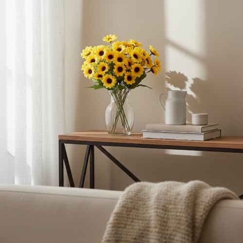 100 Pcs Sunflowers Artificial Flower Heads, Yellow Mini Fake Sunflowers Decorative Fabric Flowers Craft Floral Embellishments Silk Sun Flower Head Decorations DIY Wedding Floral Home Decor