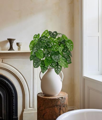Artificial Greenery Stems Monstera Plants - 6 Pcs Faux Monstera Leaves Branches 35.4" Long Fake Green Plant Leaf Artificial Tropical Plant for Vase Filler Decor Indoor Outdoor Home Centerpieces - color: Moss Pole