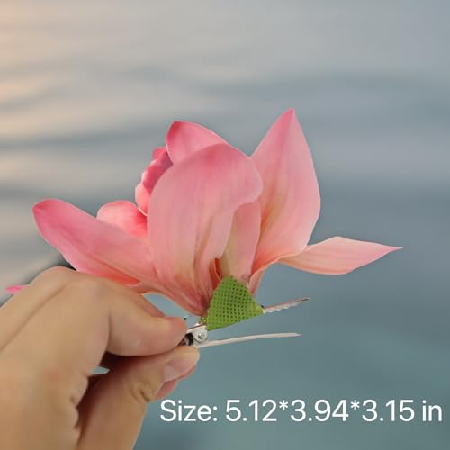 2 Packs Red & Pink Orchid Flower Clips for Women Cute Orchid Duckbill Clip Tropical Accessories for Hawaii Holidays Birthday Wedding Parties