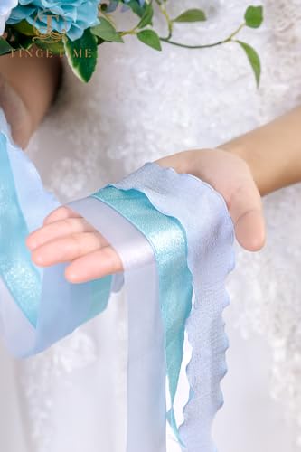 TINGE TIME 13 Inch Wedding Bouquets for Bride,Bridal Bouquet for Bride, Artificial Silk Flowers for Wedding Ceremony and Anniversary (Provence Blue) - color: Provence Blue