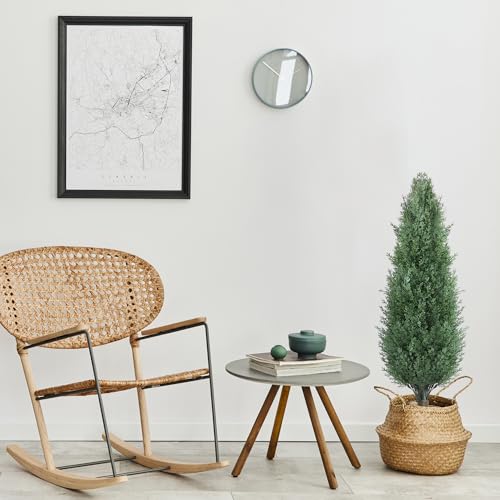 3FT Artificial Cedar Topiary Trees with Ground Spike, Outdoors Fake Cypress Shrubs Trees Set of 2 Faux Boxwood Topiaries Bushes Evergreen Plants for Home Front Porch Decor (36 Inch) - size: 35 inch