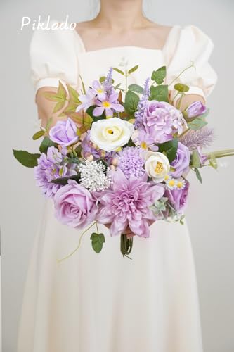 Artificial Flower Combination Box Set Artificial Flower Loose Leaves and Stems DIY Wedding Center Bouquet Bride Wedding Baby Shower（Lavender Lilac） - color: Lavender Lilac