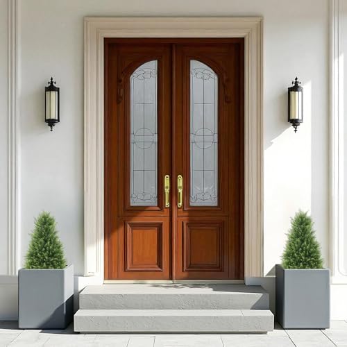 Artificial Cedar Topiary Trees Set of 2, 30'' UV Resistant Faux Cypress Pine Plants Outdoor, 2.5ft Large Realistic Faux Evergreen Cone Bushes & Shrubs for Front Porch Planter Christmas Decor - color: Cedar Green, size: 30in