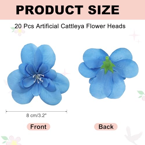 uxcell 20 Pcs Artificial Cattleya Flower Heads, Fake Cattleya Heads Bulk Artificial Flowers for DIY Wedding Bouquets Centerpieces Party Home Decorations, Dark Blue - color: Dark Blue