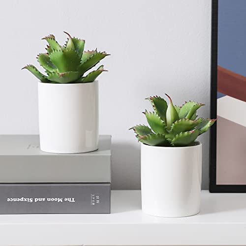 Duovlo Artificial Succulent Plant 7.08 Inch Faux Succulents Agave potatorum Flower Arrangement Craft Wall DIY Materials Pack of 2 (Green) - color: Green