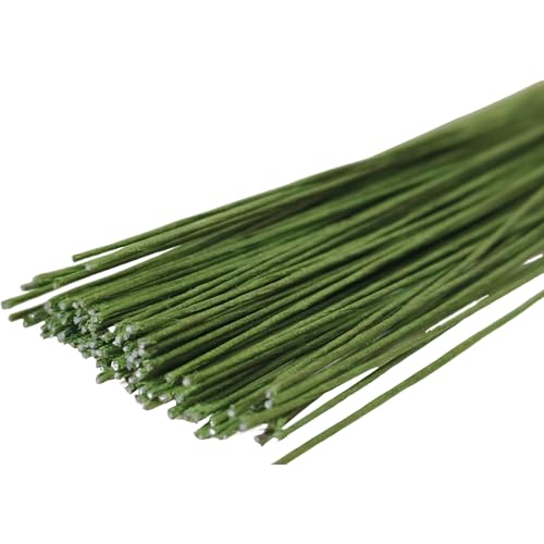 100 pcs 14 in,26 Gauge Floral Stem Wire,Green Crafts Florist Wire Stems for Artificial Flower Making,Flower Arrangements DIY,Bouquent Stem Wrapping,Wreath Making and Crafts. (14 in,26 Gauge)