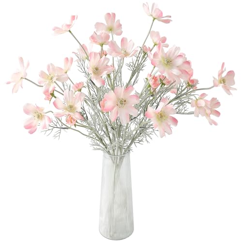 Floroom 5 Pcs Artificial Flowers Blush Fake Cosmos Faux Silk Flower for Indoor Home Decor, Party Arrangements, Wedding Bouquets, Floral Table Centerpieces, and Decorations - color: Blush